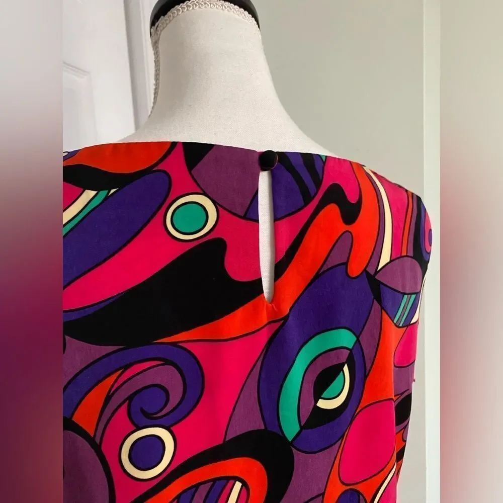 1990s Psychedelic Colorful & Unique Shift Dress